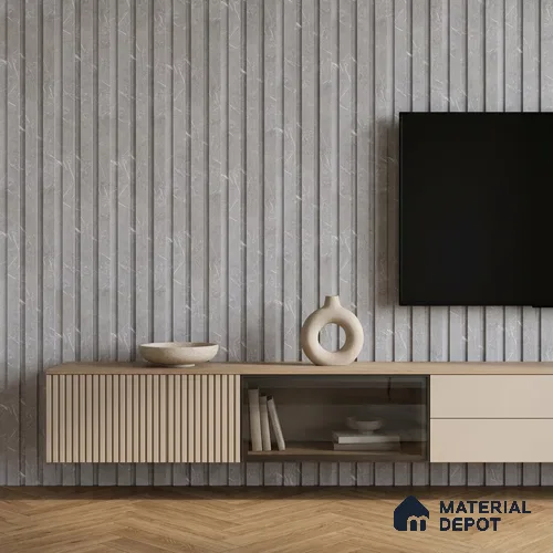 Cloud Grey Marble Look PN 06851 9.2 ft x 4.9 inch Charcoal Panel - 12 mm | Suitable for Living Room, Bedroom & TV Cabinet | Width is Subjected to 5% Variation