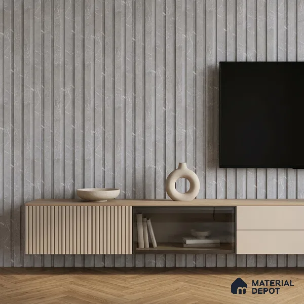 Cloud Grey Marble Look PN 06851 9.2 ft x 4.9 inch Charcoal Panel - 12 mm | Suitable for Living Room, Bedroom & TV Cabinet | Width is Subjected to 5% Variation