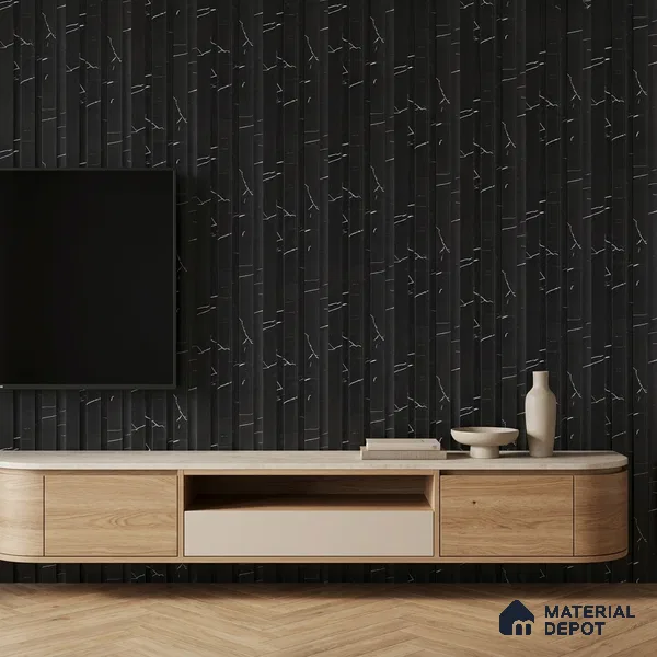 Charcoal Black Marble Look PN 06853 9.2 ft x 4.9 inch Charcoal Panel - 12 mm | Suitable for Living Room, Bedroom & TV Cabinet | Width is Subjected to 5% Variation