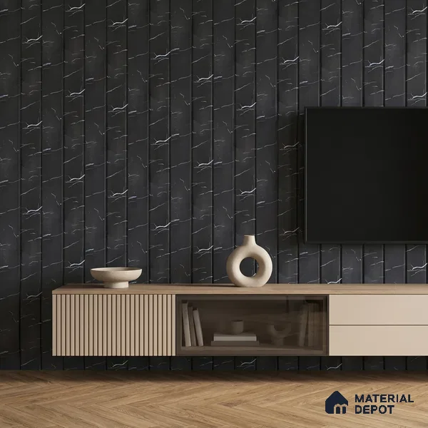 Wenge Brown Marble Look PN 06855 9.2 ft x 7.8 inch Charcoal Panel - 16 mm | Suitable for Living Room, Bedroom & TV Cabinet | Width is Subjected to 5% Variation