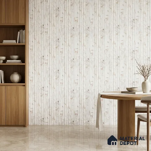 Ivory Beige Marble Look PN 06883 9.2 ft x 6.1 inch Charcoal Panel - 16 mm | Suitable for Living Room, Bedroom & TV Cabinet | Width is Subjected to 5% Variation