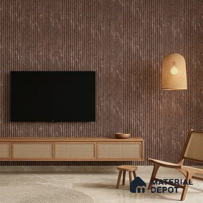 Cappucino Brown Marble Look PN 06897 8 ft x 6 inch Charcoal Panel - 6 mm | Suitable for Living Room, Bedroom & TV Cabinet | Width is Subjected to 5% Variation