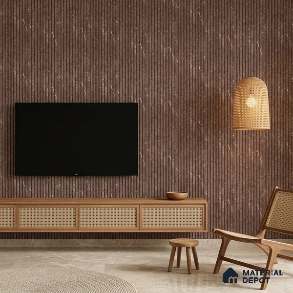 Cappucino Brown Marble Look PN 06897 8 ft x 6 inch Charcoal Panel - 6 mm | Suitable for Living Room, Bedroom & TV Cabinet | Width is Subjected to 5% Variation