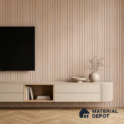Cappuccino Beige Fabric Look PN 06937 8 ft x 6 inch Charcoal Panel - 6 mm | Suitable for Living Room, Bedroom & TV Cabinet | Width is Subjected to 5% Variation