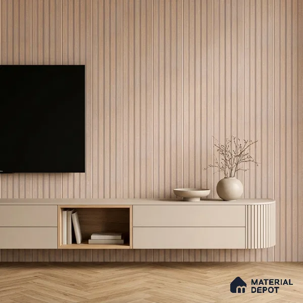 Cappuccino Beige Fabric Look PN 06937 8 ft x 6 inch Charcoal Panel - 6 mm | Suitable for Living Room, Bedroom & TV Cabinet | Width is Subjected to 5% Variation