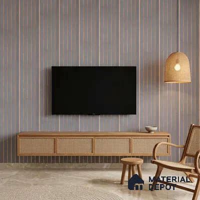 Steel Grey Fabric Look PN 06938 8 ft x 6 inch Charcoal Panel - 6 mm | Suitable for Living Room, Bedroom & TV Cabinet | Width is Subjected to 5% Variation