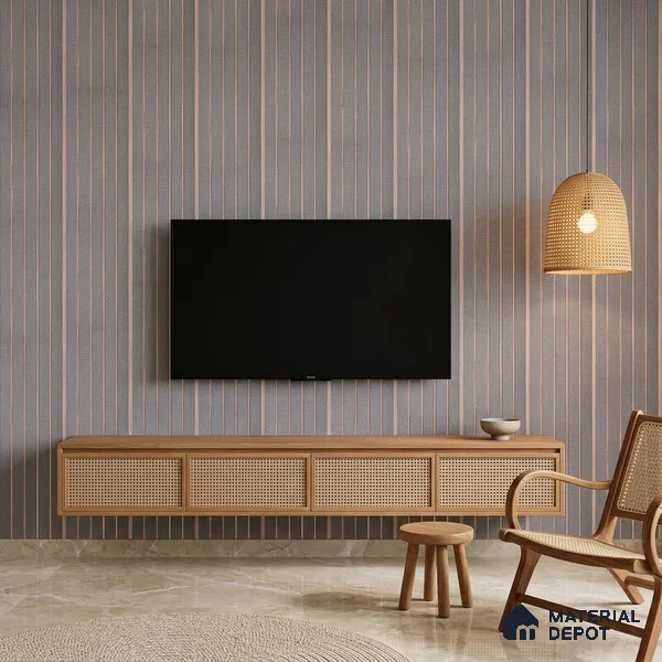 Steel Grey Fabric Look PN 06938 8 ft x 6 inch Charcoal Panel - 6 mm | Suitable for Living Room, Bedroom & TV Cabinet | Width is Subjected to 5% Variation