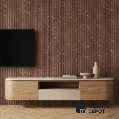 Cappucino Brown Marble Look PN 07009 8 ft x 6.1 inch Charcoal Panel - 7 mm | Suitable for Feature Wall, TV Unit & Living Room | Width is Subjected to 5% Variation