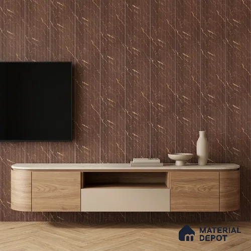 Cappucino Brown Marble Look PN 07009 8 ft x 6.1 inch Charcoal Panel - 7 mm | Suitable for Feature Wall, TV Unit & Living Room | Width is Subjected to 5% Variation