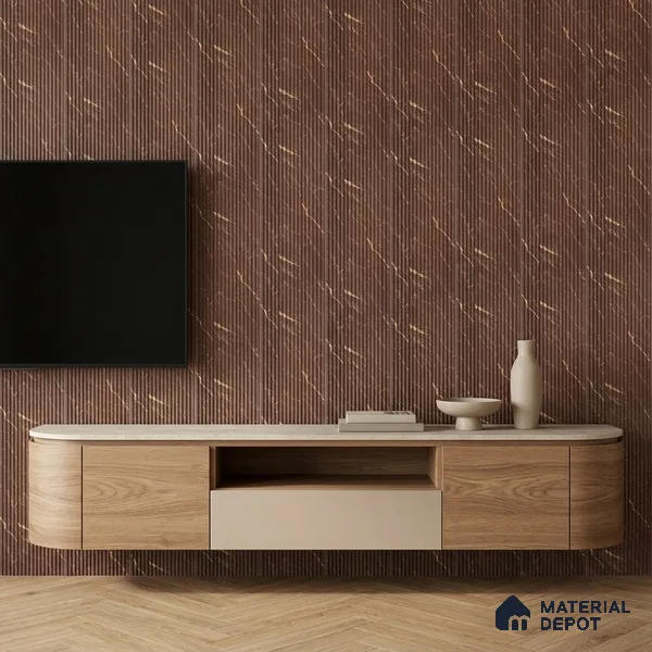 Cappucino Brown Marble Look PN 07009 8 ft x 6.1 inch Charcoal Panel - 7 mm | Suitable for Feature Wall, TV Unit & Living Room | Width is Subjected to 5% Variation