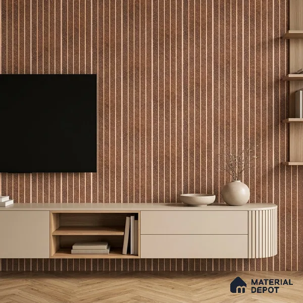 Nutmeg Brown Stone Look PN 07036 9.5 ft x 7.8 inch Charcoal Panel - 6 mm | Suitable for Feature Wall, TV Unit & Living Room | Width is Subjected to 5% Variation
