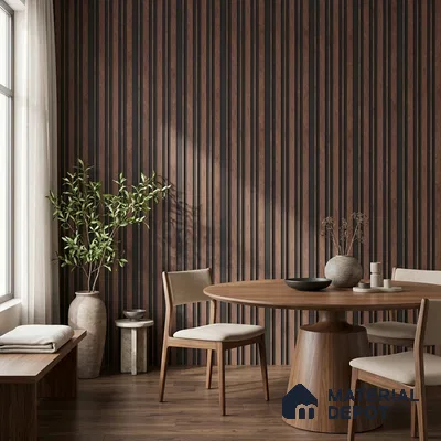 Wooden Look PN 07048 8 ft x 4.9 inch Charcoal Panel - 11 mm | Suitable for Feature Wall, TV Unit & Living Room | Width is Subjected to 5% Variation