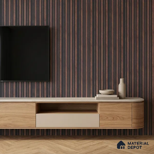 Wooden Look PN 07048 8 ft x 4.9 inch Charcoal Panel - 11 mm | Suitable for Feature Wall, TV Unit & Living Room | Width is Subjected to 5% Variation
