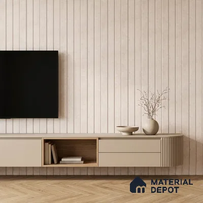 Almond Cream Marble Look PN 07064 9.5 ft x 9.8 inch Charcoal Panel - 10 mm | Suitable for Feature Wall, TV Unit & Living Room | Width is Subjected to 5% Variation