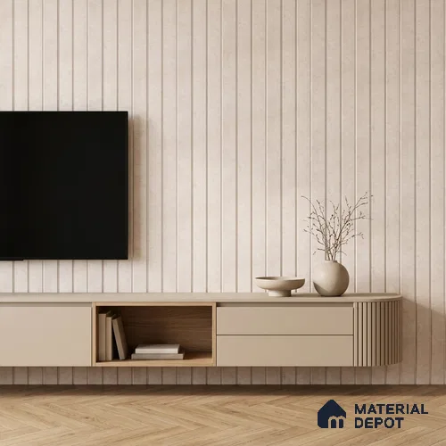 Almond Cream Marble Look PN 07064 9.5 ft x 9.8 inch Charcoal Panel - 10 mm | Suitable for Feature Wall, TV Unit & Living Room | Width is Subjected to 5% Variation