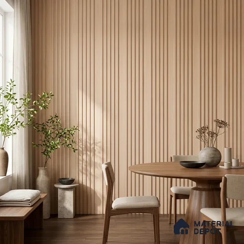 Warm Beige Plain Colour Look PN 07075 9.5 ft x 4.9 inch Charcoal Panel - 10 mm | Suitable for Feature Wall, TV Unit & Living Room | Width is Subjected to 5% Variation