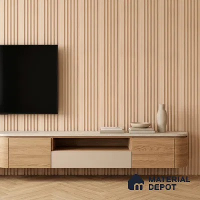 Warm Beige Plain Colour Look PN 07075 9.5 ft x 4.9 inch Charcoal Panel - 10 mm | Suitable for Feature Wall, TV Unit & Living Room | Width is Subjected to 5% Variation