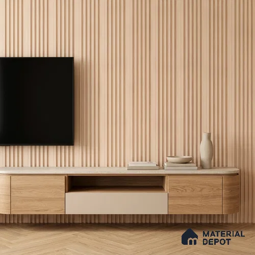 Warm Beige Plain Colour Look PN 07075 9.5 ft x 4.9 inch Charcoal Panel - 10 mm | Suitable for Feature Wall, TV Unit & Living Room | Width is Subjected to 5% Variation