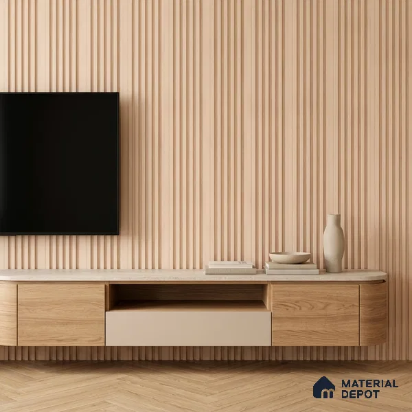 Warm Beige Plain Colour Look PN 07075 9.5 ft x 4.9 inch Charcoal Panel - 10 mm | Suitable for Feature Wall, TV Unit & Living Room | Width is Subjected to 5% Variation