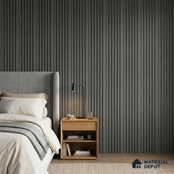 Graphite Grey Plain Colour Look PN 07077 9.5 ft x 4.9 inch Charcoal Panel - 10 mm | Suitable for Feature Wall, TV Unit & Living Room | Width is Subjected to 5% Variation
