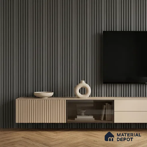 Graphite Grey Plain Colour Look PN 07077 9.5 ft x 4.9 inch Charcoal Panel - 10 mm | Suitable for Feature Wall, TV Unit & Living Room | Width is Subjected to 5% Variation