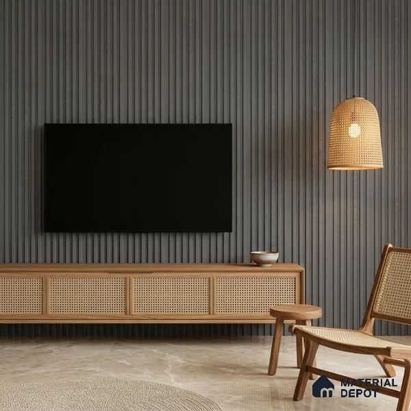 Dark Grey Patterned Look PN 07078 9.5 ft x 4.9 inch Charcoal Panel - 10 mm | Suitable for Feature Wall, TV Unit & Living Room | Width is Subjected to 5% Variation