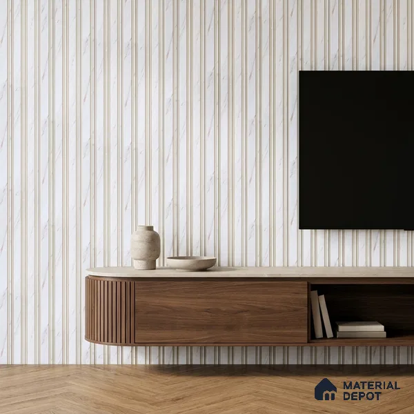 Dove Grey Marble Look PN 07122 9.5 ft x 6 inch Charcoal Panel - 6 mm | Suitable for Feature Wall, TV Unit & Living Room | Width is Subjected to 5% Variation