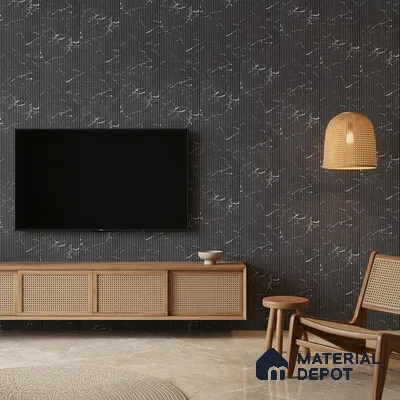 Dark Grey Marble Look PN 07136 9.5 ft x 6 inch Charcoal Panel - 6 mm | Suitable for Feature Wall, TV Unit & Living Room | Width is Subjected to 5% Variation