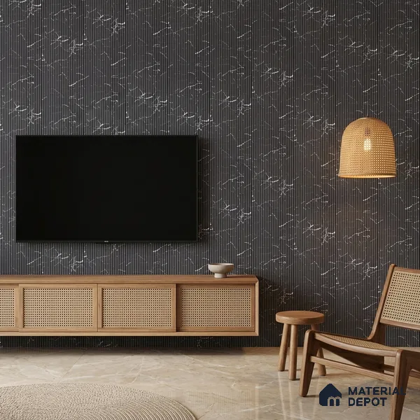Dark Grey Marble Look PN 07136 9.5 ft x 6 inch Charcoal Panel - 6 mm | Suitable for Feature Wall, TV Unit & Living Room | Width is Subjected to 5% Variation