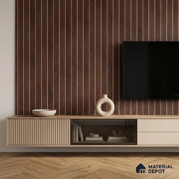 Wooden Look PN 07144 9.5 ft x 6 inch Charcoal Panel - 6 mm | Suitable for Feature Wall, TV Unit & Living Room | Width is Subjected to 5% Variation
