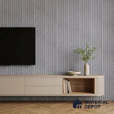 Cloud Grey Fabric Look PN 07153 9.5 ft x 4.7 inch Charcoal Panel - 11 mm | Suitable for Feature Wall, TV Unit & Living Room | Width is Subjected to 5% Variation
