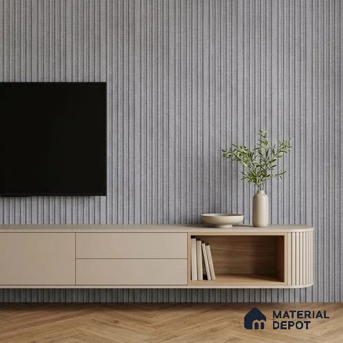 Cloud Grey Fabric Look PN 07153 9.5 ft x 4.7 inch Charcoal Panel - 11 mm | Suitable for Feature Wall, TV Unit & Living Room | Width is Subjected to 5% Variation