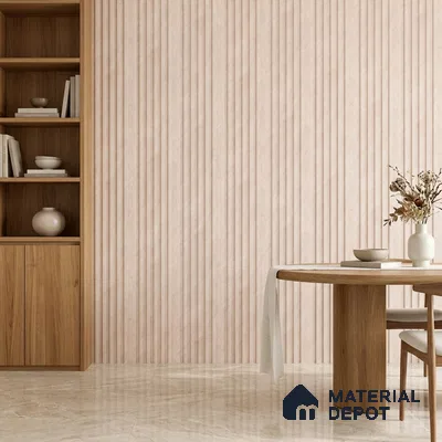 Taupe Beige Fabric Look PN 07154 9.5 ft x 4.7 inch Charcoal Panel - 11 mm | Suitable for Feature Wall, TV Unit & Living Room | Width is Subjected to 5% Variation