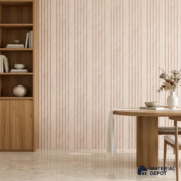 Taupe Beige Fabric Look PN 07154 9.5 ft x 4.7 inch Charcoal Panel - 11 mm | Suitable for Feature Wall, TV Unit & Living Room | Width is Subjected to 5% Variation