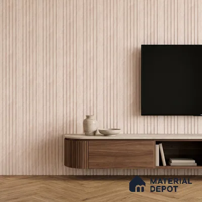 Taupe Beige Fabric Look PN 07154 9.5 ft x 4.7 inch Charcoal Panel - 11 mm | Suitable for Feature Wall, TV Unit & Living Room | Width is Subjected to 5% Variation