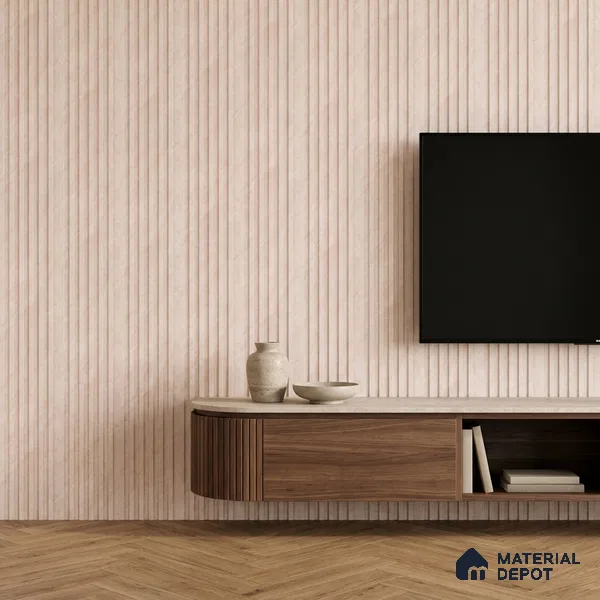 Taupe Beige Fabric Look PN 07154 9.5 ft x 4.7 inch Charcoal Panel - 11 mm | Suitable for Feature Wall, TV Unit & Living Room | Width is Subjected to 5% Variation