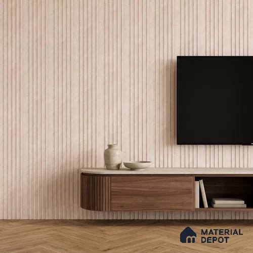 Taupe Beige Fabric Look PN 07154 9.5 ft x 4.7 inch Charcoal Panel - 11 mm | Suitable for Feature Wall, TV Unit & Living Room | Width is Subjected to 5% Variation