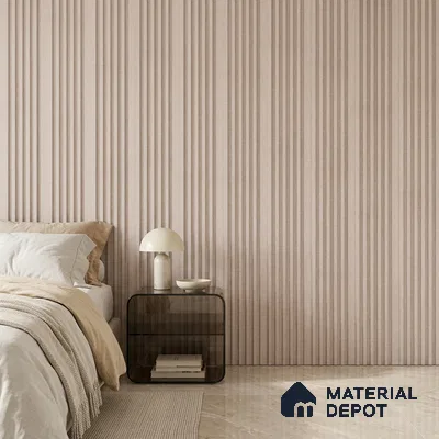 Cappuccino Beige Fabric Look PN 07155 9.5 ft x 4.7 inch Charcoal Panel - 11 mm | Suitable for Feature Wall, TV Unit & Living Room | Width is Subjected to 5% Variation
