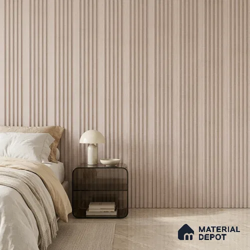 Cappuccino Beige Fabric Look PN 07155 9.5 ft x 4.7 inch Charcoal Panel - 11 mm | Suitable for Feature Wall, TV Unit & Living Room | Width is Subjected to 5% Variation