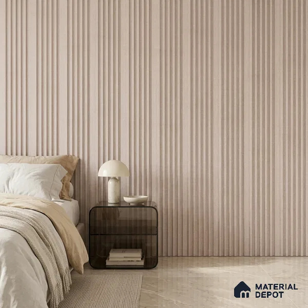 Cappuccino Beige Fabric Look PN 07155 9.5 ft x 4.7 inch Charcoal Panel - 11 mm | Suitable for Feature Wall, TV Unit & Living Room | Width is Subjected to 5% Variation