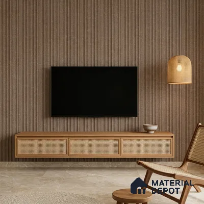 Mocha Brown Fabric Look PN 07156 9.5 ft x 4.7 inch Charcoal Panel - 11 mm | Suitable for Feature Wall, TV Unit & Living Room | Width is Subjected to 5% Variation