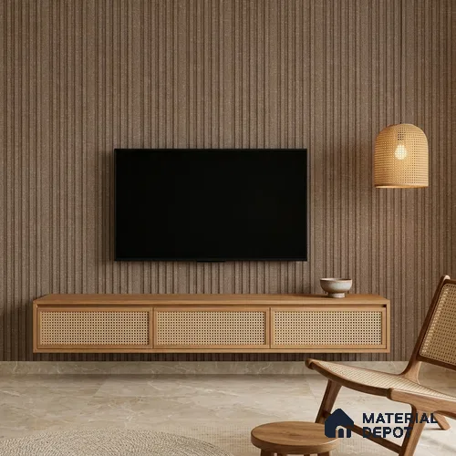 Mocha Brown Fabric Look PN 07156 9.5 ft x 4.7 inch Charcoal Panel - 11 mm | Suitable for Feature Wall, TV Unit & Living Room | Width is Subjected to 5% Variation