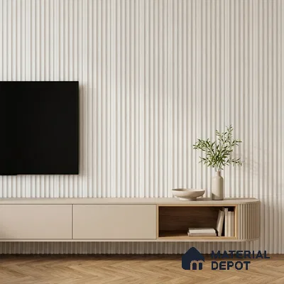 Ivory Beige Plain Colour Look PN 07157 9.5 ft x 4.7 inch Charcoal Panel - 11 mm | Suitable for Feature Wall, TV Unit & Living Room | Width is Subjected to 5% Variation