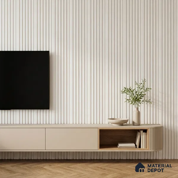 Ivory Beige Plain Colour Look PN 07157 9.5 ft x 4.7 inch Charcoal Panel - 11 mm | Suitable for Feature Wall, TV Unit & Living Room | Width is Subjected to 5% Variation