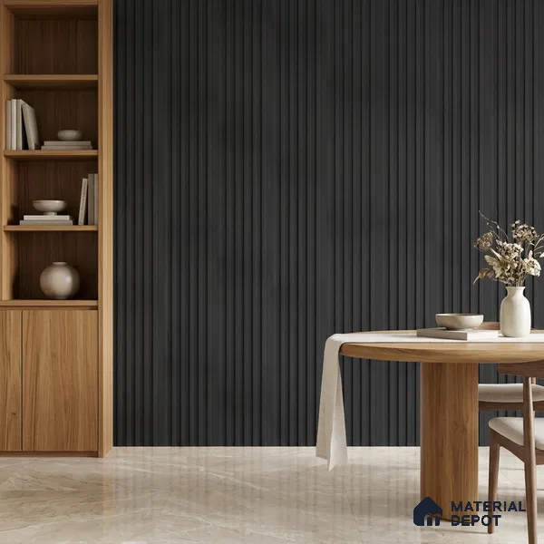 Graphite Black Plain Colour Look PN 07158 9.5 ft x 4.7 inch Charcoal Panel - 11 mm | Suitable for Feature Wall, TV Unit & Living Room | Width is Subjected to 5% Variation