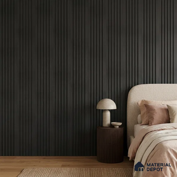 Graphite Black Plain Colour Look PN 07158 9.5 ft x 4.7 inch Charcoal Panel - 11 mm | Suitable for Feature Wall, TV Unit & Living Room | Width is Subjected to 5% Variation
