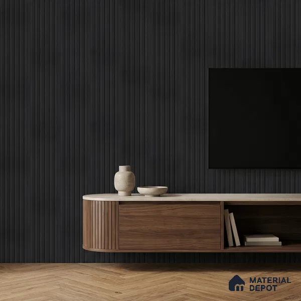 Graphite Black Plain Colour Look PN 07158 9.5 ft x 4.7 inch Charcoal Panel - 11 mm | Suitable for Feature Wall, TV Unit & Living Room | Width is Subjected to 5% Variation