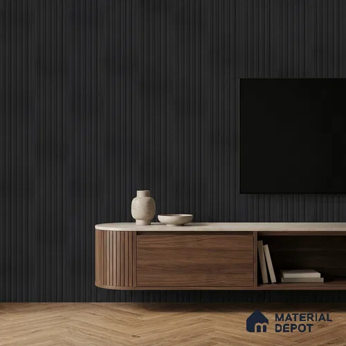 Graphite Black Plain Colour Look PN 07158 9.5 ft x 4.7 inch Charcoal Panel - 11 mm | Suitable for Feature Wall, TV Unit & Living Room | Width is Subjected to 5% Variation