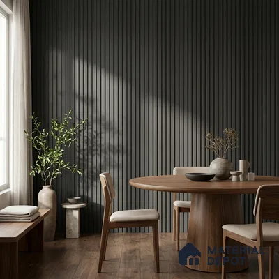 Graphite Black Plain Colour Look PN 07160 9.5 ft x 4.7 inch Charcoal Panel - 11 mm | Suitable for Feature Wall, TV Unit & Living Room | Width is Subjected to 5% Variation