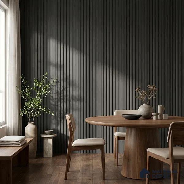 Graphite Black Plain Colour Look PN 07160 9.5 ft x 4.7 inch Charcoal Panel - 11 mm | Suitable for Feature Wall, TV Unit & Living Room | Width is Subjected to 5% Variation